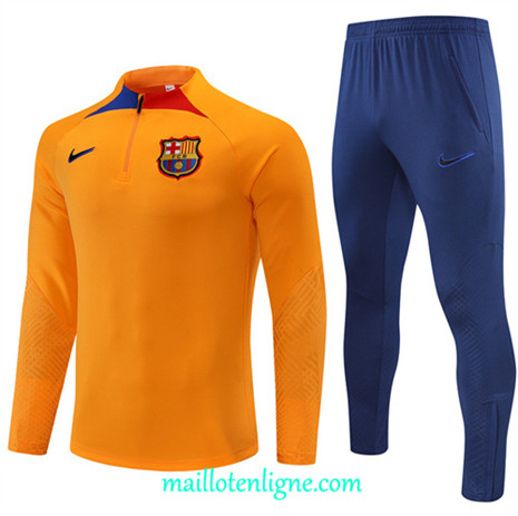 Thai Maillot Ensemble Barcelone Survetement Orange/Bleu 2022/2023 E767