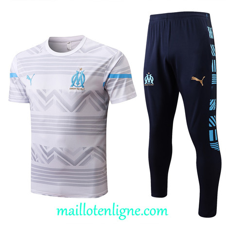 Thai Maillot Ensemble Marseille Training Blanc/Bleu Marine 2022/2023 E1149