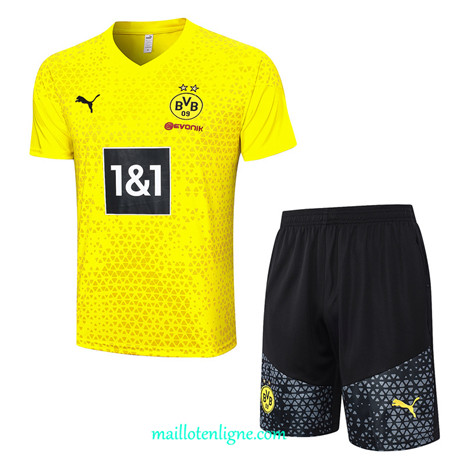 Thai Maillot Ensemble Borussia Dortmund Training Jaune 2023 2024 ligne m3685