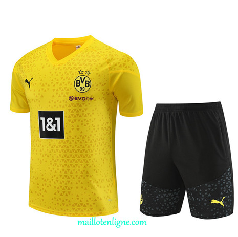 Thai Maillot Ensemble Borussia Dortmund Enfant Training Jaune 2023 2024 ligne m3686