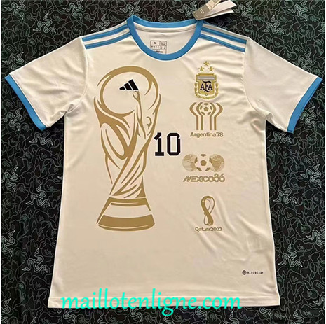 Thai Maillot Argentine Maillot 3 étoiles Blanc Especial 2022 2023 maillotenligne 0217