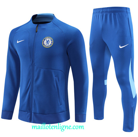 Thai Maillot Ensemble Chelsea Veste Survetement Bleu 2022 2023 maillotenligne 0479