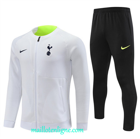 Thai Maillot Ensemble Tottenham Hotspur Enfant Veste Survetement Blanc 2022 2023 maillotenligne 0611