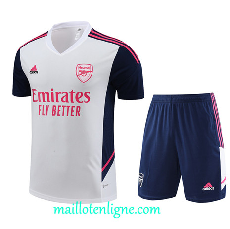 Thai Maillot Ensemble Arsenal Enfant + Short Training Blanc 2022 2023 maillotenligne 0734