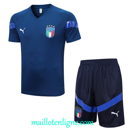 Thai Maillot Ensemble Italie + Short Training Bleu 2022 2023 maillotenligne 0715