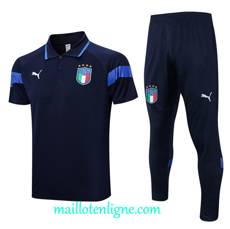 Thai Maillot Ensemble Italie Polo Training Bleu 2022 2023 maillotenligne 0718