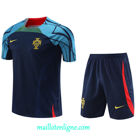 Thai Maillot Ensemble Portugal + Short Training Bleu 2022 2023 maillotenligne 0730