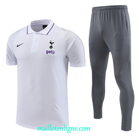 Thai Maillot Ensemble Tottenham Hotspur Polo Training Blanc 2022 2023 maillotenligne 0773