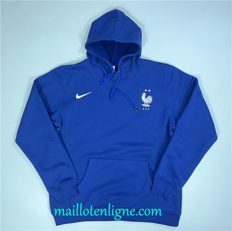 Thai Maillot Ensemble France Sweat A Capuche Bleu 2023 2024 maillotenligne 0825