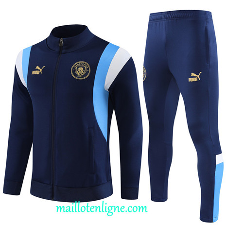 Thai Maillot Ensemble Manchester City Enfant Survetement 2023 2024 Bleu Marine ML0747