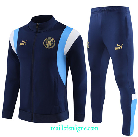 Thai Maillot Ensemble Manchester City Survetement 2023 2024 Bleu Marine ML0362