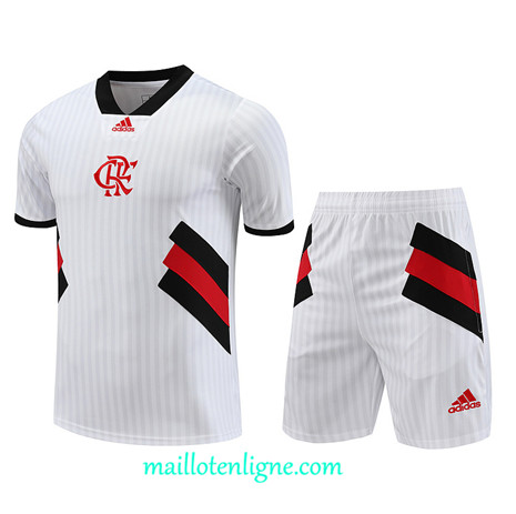 Thai Maillot Ensemble Flamengo + Short Training 2023 2024 Blanc ML0994