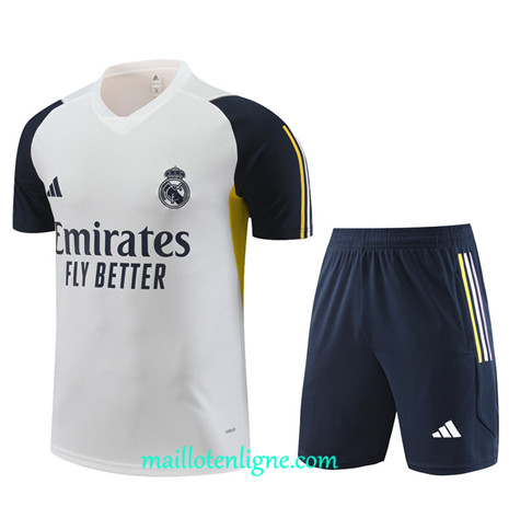 Thai Maillot Ensemble Real Madrid Enfant + Short Training 2023 2024 Blanc ML1139