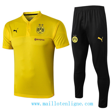 D134 Training de foot Borussia Dortmund POLO Entrainement Jaune/Noir Col V 2019 2020