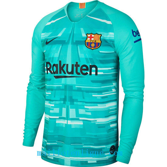 Maillot du Barcelone Gardien de but Manche Longue Bleu 2019 2020