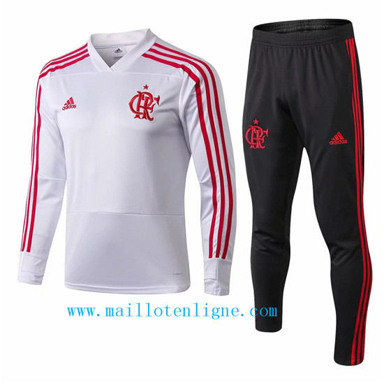 Maillotenligne Survetement Flamengo Blanc 2018/2019 Col V