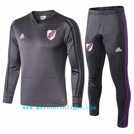 Maillotenligne Survetement River Plate Gris fonce 2018/2019 Col