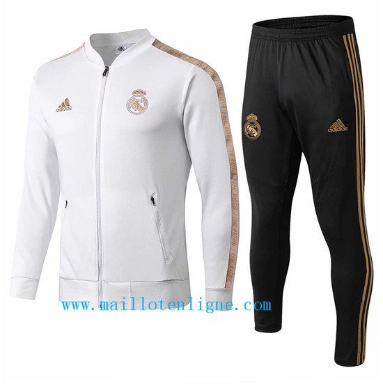 Maillotenligne Veste Survetement Real Madrid Blanc/Jaune 2019/20