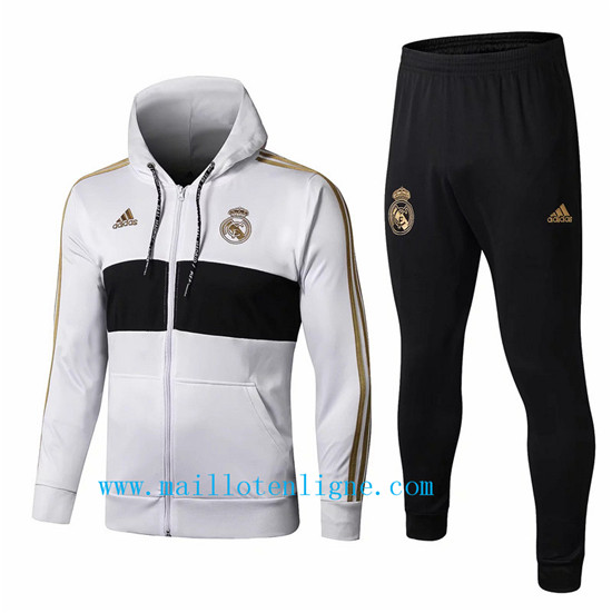 Maillotenligne Veste Survetement Real Madrid Blanc/Noir 2019/202