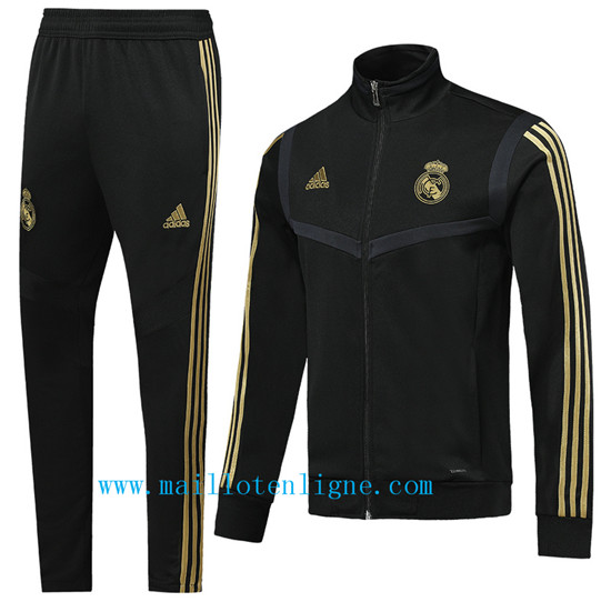 Maillotenligne Veste Survetement Real Madrid Noir 2019/2020 Col