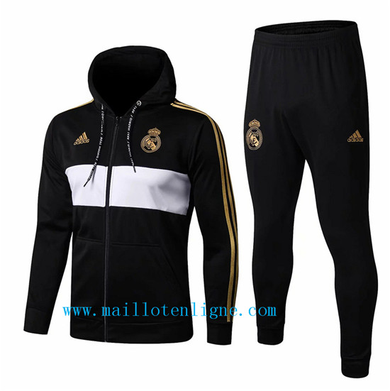 Maillotenligne Veste Survetement Real Madrid Noir/Blanc 2019/202