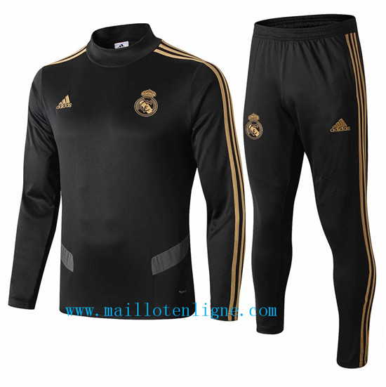 Maillotenligne Survetement Real Madrid Noir 2019/2020 Col haut