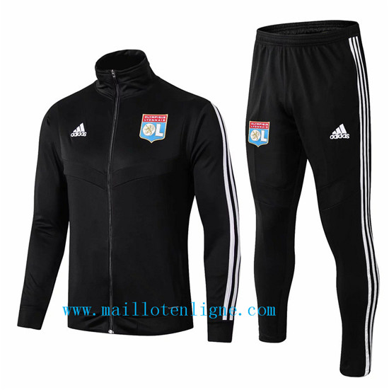 Maillotenligne Veste Survetement Lyon Noir 2019/2020 Col Haut