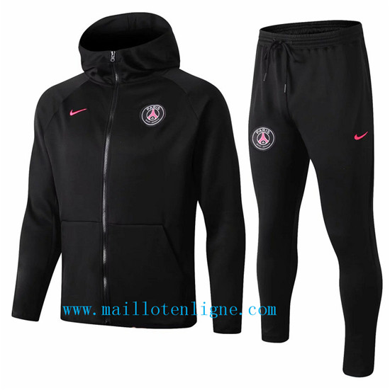 Maillotenligne Veste Survetement PSG Noir 2019/2020 a Capuche