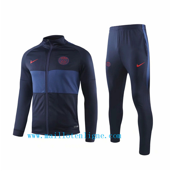 Maillotenligne Veste Survetement PSG Bleu Marine 2019/2020 Col H