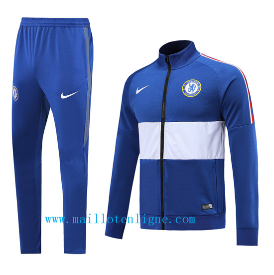 Maillotenligne Veste Survetement Chelsea Bleu/Blanc 2019/2020 Co