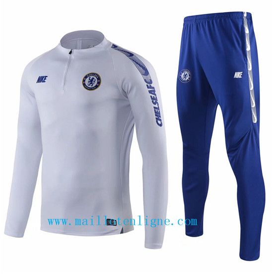 Maillotenligne Survetement Chelsea Blanc + Short Bleu 2019/2020