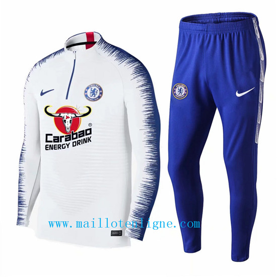 Maillotenligne Survetement Chelsea Blanc + Short Bleu 2019/2020