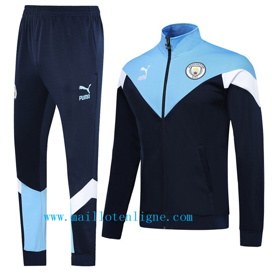 Maillotenligne Veste Survetement Manchester City Bleu Clair/Bleu