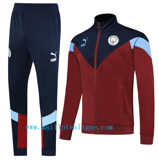 Maillotenligne Veste Survetement Manchester City Rouge/Bleu 2019