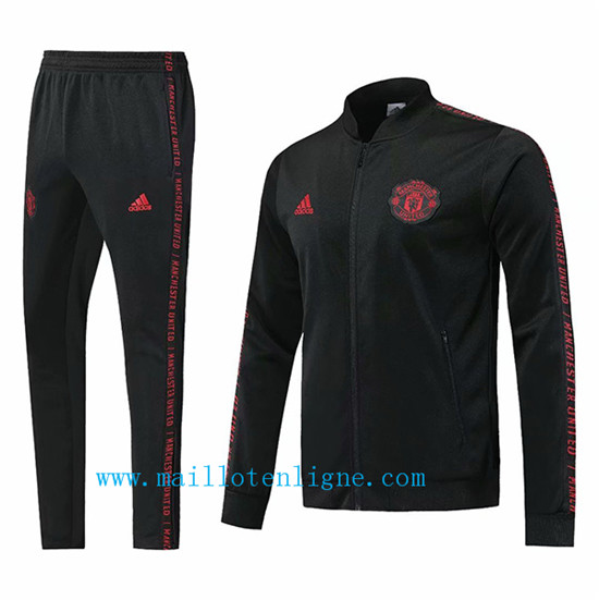 Maillotenligne Veste Survetement Manchester United Noir/Rouge 20