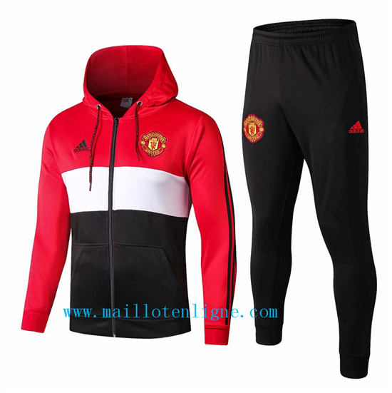 Maillotenligne Veste Survetement Manchester United Rouge/Blanc/N