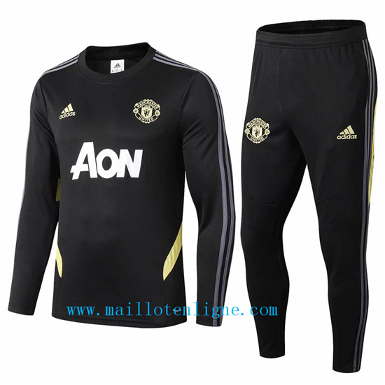 Maillotenligne Survetement Manchester United Noir 2019/2020 Col