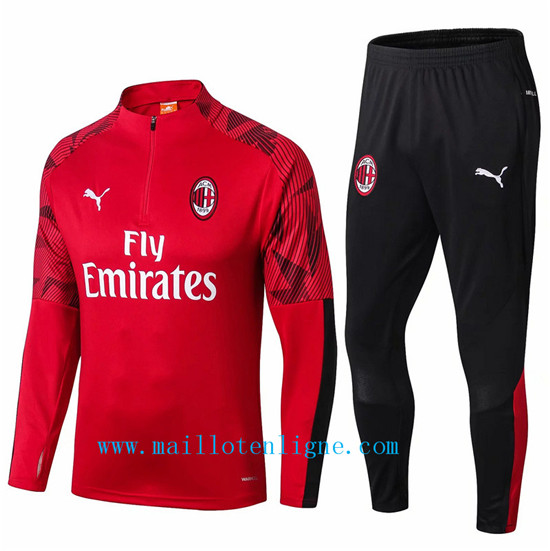 Maillotenligne Survetement AC Milan Rouge 2019/2020 sweat zippe