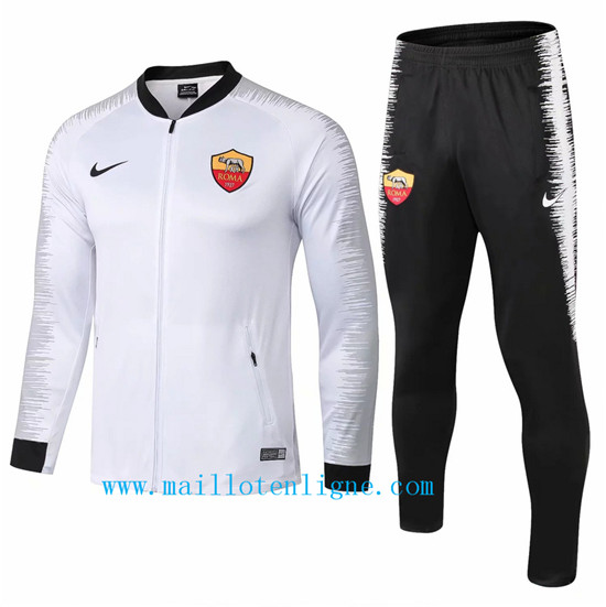 Maillotenligne Veste Survetement AS Roma Blanc + Short Noir 2018