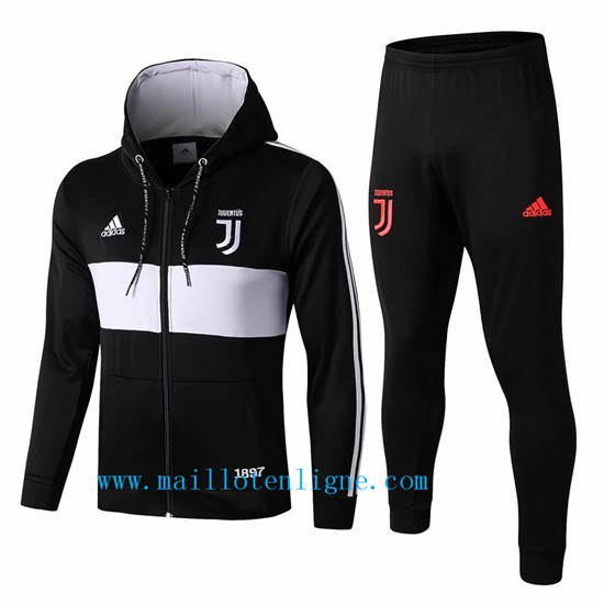 Maillotenligne Veste Survetement Juventus Noir/Blanc 2019/2020 a