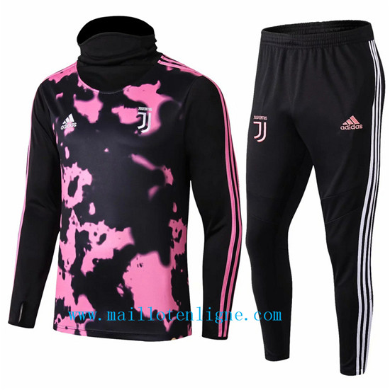 Maillotenligne Survetement Juventus Noir/Rose 2019/2020 Col Haut