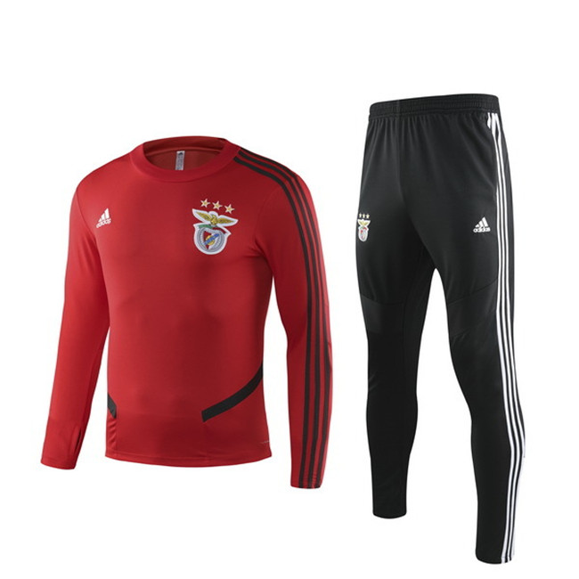 M109 Ensemble foot Benfica Survetement Rouge/Noir 2019 2020 Col Rond