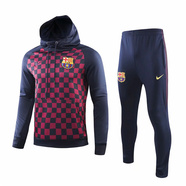 M112 Ensemble foot Barcelone Rouge/Noir à Capuche 2019 2020