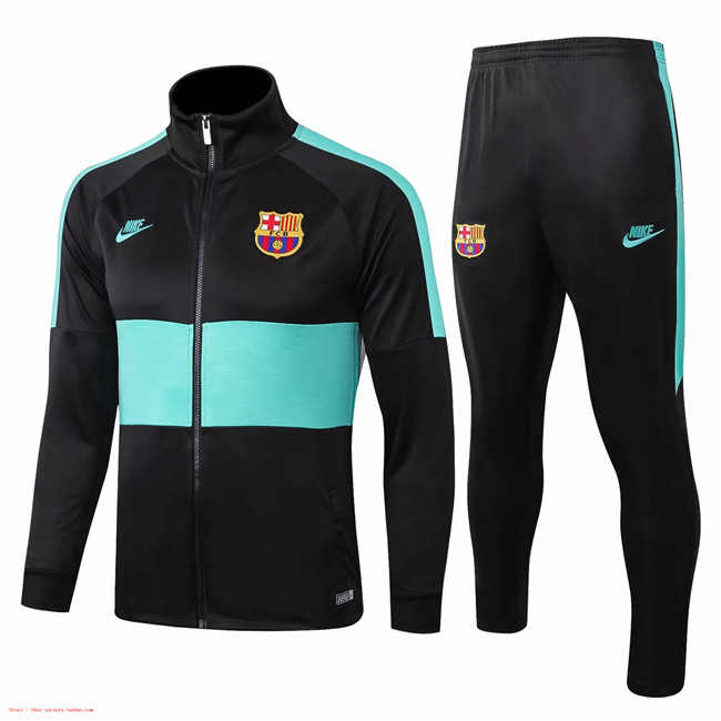 M114 Ensemble foot Barcelone Veste Survetement Noir 2019 2020