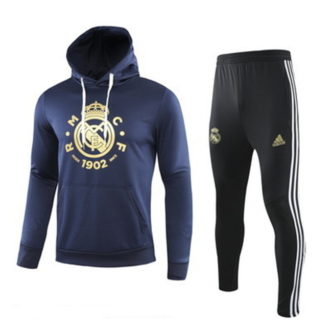 M117 Ensemble foot Real Madrid Bleu Marine/Noir à Capuche 2019 2020