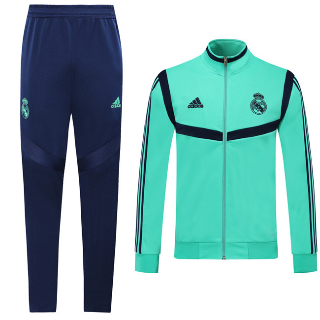 M123 Ensemble foot Real Madrid Veste Survetement Vert/Bleu 2019 2020