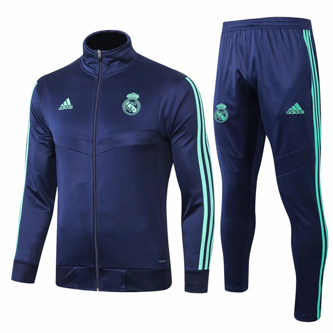 M124 Ensemble foot Real Madrid Veste Survetement Bleu Marine 2019 2020