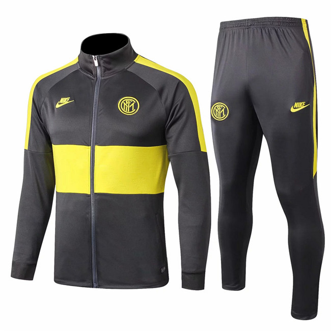 M147 Ensemble foot Inter Milan Veste Survetement Gris foncé 2019 2020