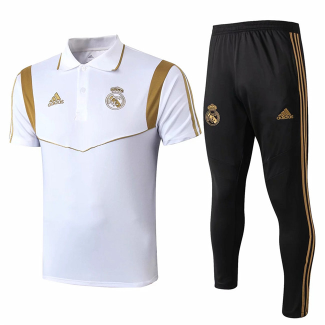 M167 Maillot du Real Madrid POLO Entrainement Blanc/Noir 2019 2020