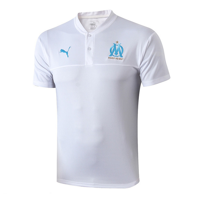 M169 Maillot du Marseille Entrainement Blanc/Bleu Marine 2019 2020 Col V